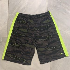 Neon Yellow Camo Workout Shorts